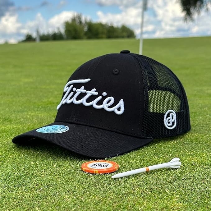 GP POWER GOLF Original Titties Mesh Hat - White Trucker Cap with Adjustable Strapback