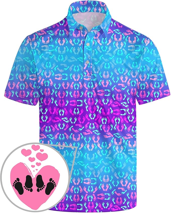 Golf Polo Shirts for Men Funny Print Short Sleeve Golf Shirts Performance Golf Polos
