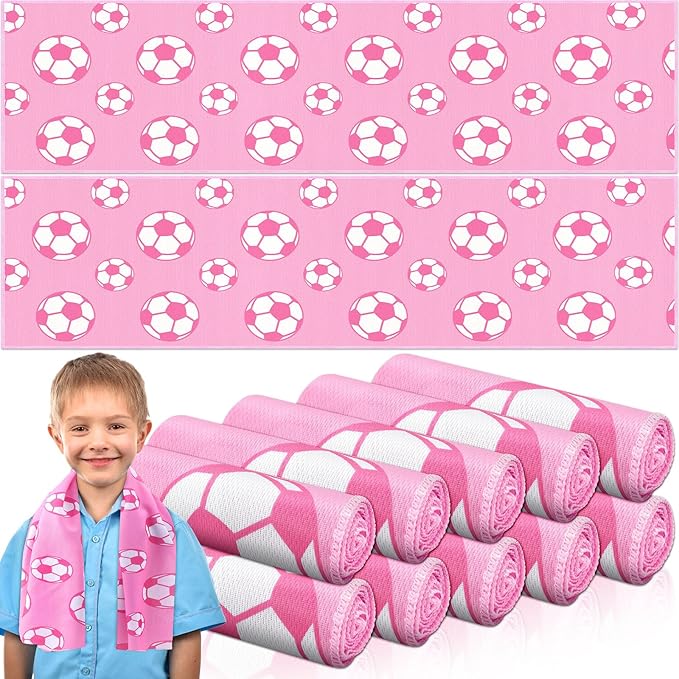 FuWeave 12 Pcs Sports Cooling Towels Baseball Basketball Softball Breathable Soccer Football Volleyball Microfiber Ice Towel Fast Drying for Party Favors Team Gift (Soccer 2,30 x 9 Inch)