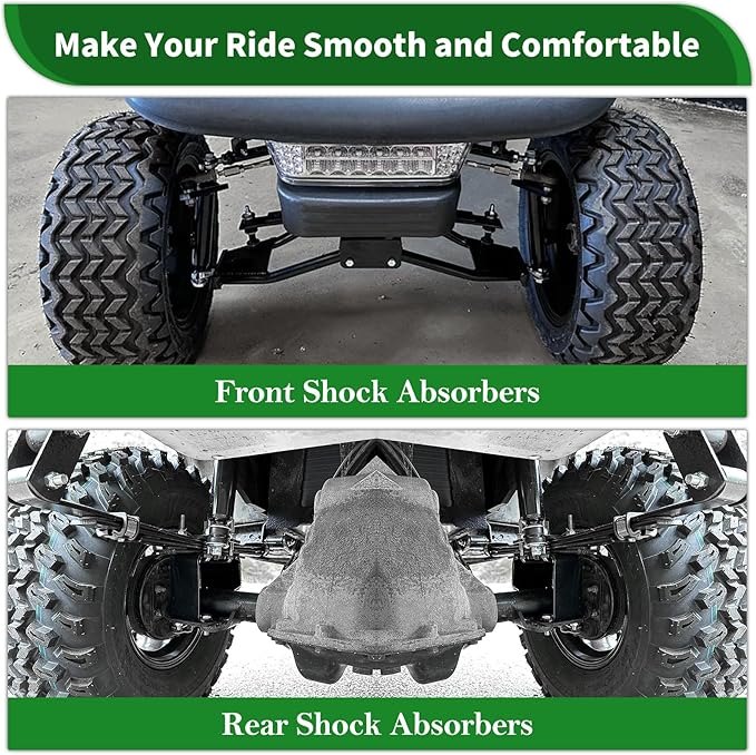 Upgraded Golf Cart Front and Rear Shock Absorbers Kit 4 PCS for Club Car DS G&E 1988-up, Precedent G&E 2004-up, Tempo 2018-up, lifted Cart Shocks Replaces OEM 1014235,1014236,1010991,1015813