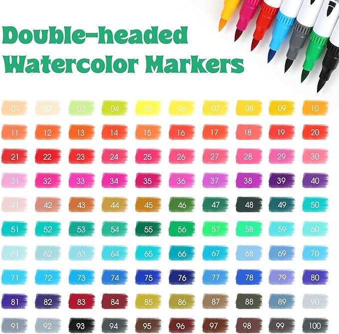 100 Colors Dual Brush Markers for Adult Kids Coloring Books, Water-Based Ink - Image 4