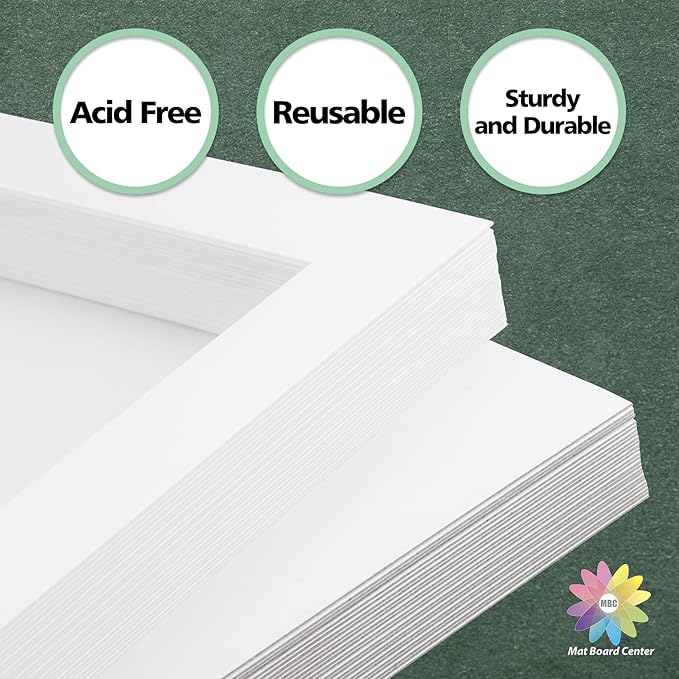 Mat Board Center, 11x14 for 8x10 White Picture Mat Sets - Image 9