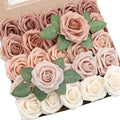 Floroom Artificial Flowers 25pcs Real Looking Morandi Peach Ombre Colors Foam by Floroom
