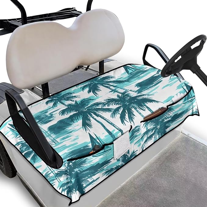 Golf Cart Seat Covers, Universal Golf Cart Seat Towel Blanket with 4 Front Pockets & Nonskid Bottom Fits for Club Car 2 Person Seats Golf Carts