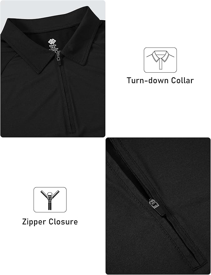 MoFiz Women's Golf Polo Shirt Long Sleeve Collared 1/4 Zip Stretch Soft Athletic Tops for Tennis Hiking & Outdoor Sports