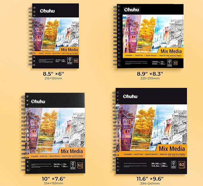 Mix Media Pad, Ohuhu Mixed Media Art Sketchbook, 120 LB/200 GSM Heavyweight - Image 6