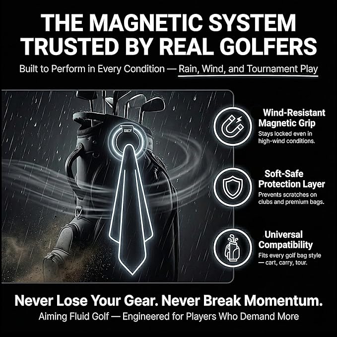 Magnetic Landing Pad – Industrial Steel Core, Universal Fit for All Golf Bags, Soft-Safe Protection Layer – Secure Mount for Magnetic Golf Towels, Rangefinder & Golf Accessories