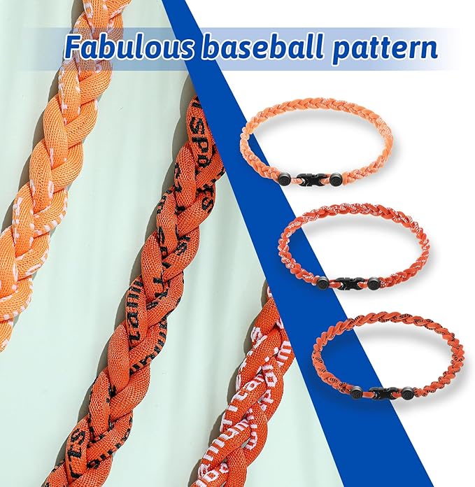 Junkin Baseball Necklaces Three Braided Rope Titanium Necklace for Fans Team Gifts Boys Men Player Softball Sports
