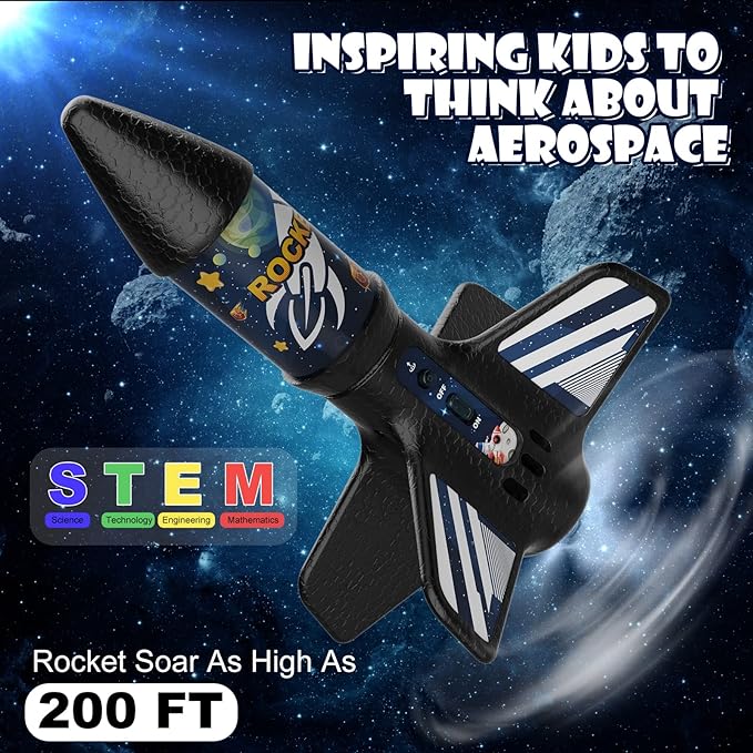 Rocket Launcher for Kids, Self Launching Motorized Air Rocket Toy, Outdoor Toys - Image 3