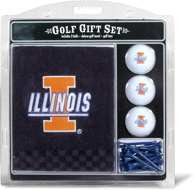 Team Golf NCAA Gift Set Embroidered Golf Towel, 3 Golf Balls, and 14 Golf Tees 2-3/4" Regulation, Tri-Fold Towel 16" x 22" & 100% Cotton