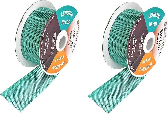 Mandala Crafts Turquoise Burlap Ribbon 1.5 Inches Wide Jute Ribbons - Image 2