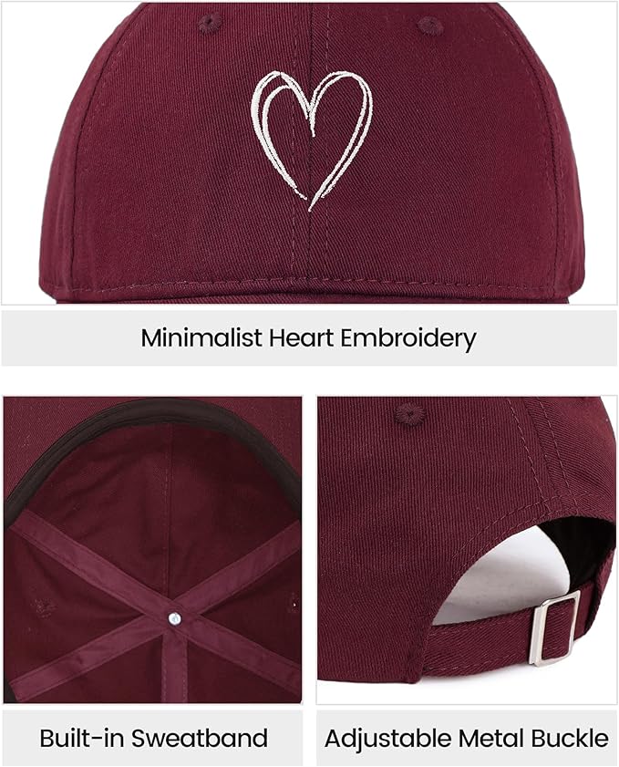 American Trends Womens Baseball Caps Cute Heart Dad Hat, Adjustable Cotton Unisex Cap for Workout, Golf & Everyday Wear