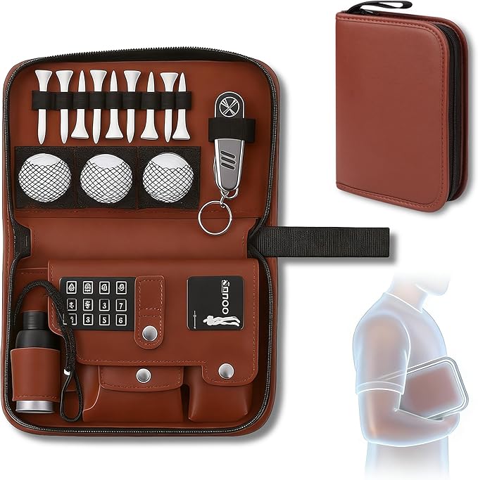 Complete Golf Accessories Kit, Golf Gifts for Men and Women - 8-Piece Set with Leather Case | Rangefinder, Balls, Tees, Multi-Tool | Beginner to Pro Golf Essentials