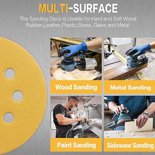 100PCS 5 Inch 8 Hole Sanding Discs 180 Grit - Image 4