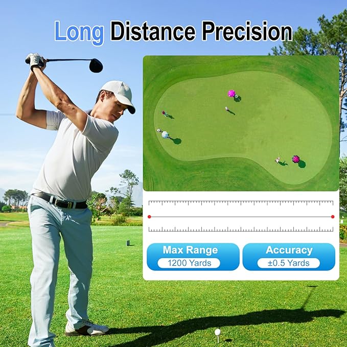 Range Finder Golf Rangefinder with Slope, 1200 Yards Laser Range Finder with 7X Magnification, Rechargeable Golf Range Finder with Flag Lock, Vibration, Magnetic, Golf Accessories for Men and Women