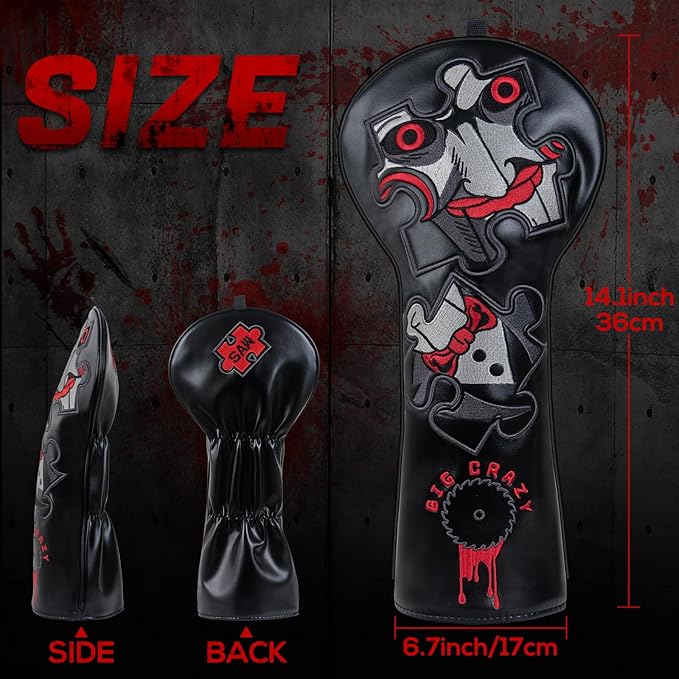 Big Crazy Golf Headcovers - Funny Golf Club Covers - Driver Headcover with Tour Grade PU Leather - Golf Driver Headcover, Waterproof Golf Head Covers, Soft Lining Golf Gift