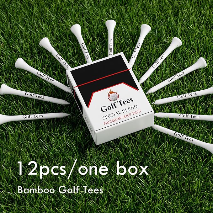 Premium Bamboo Golf Tee 83mm (3.25") Tees | Golf Gifts for Men | Funny Golf Accessory for Golfers | Vintage-Style Tee Case Golf Accessories for Men or Women