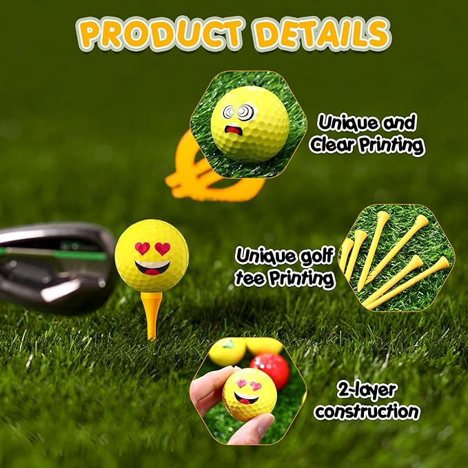 MiniInflat 18 Pcs Funny Golf Balls Gifts Set 12 Humor Golf Balls and 6 Tees for Men Women Coworkers Employees Golfers Birthday Retirement