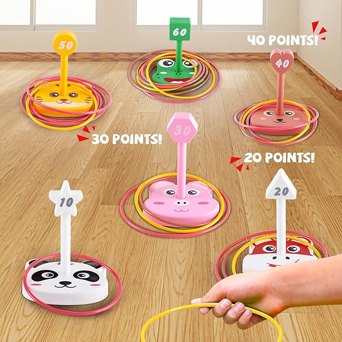 Animal Ring Toss Game Toy Set for Kids, 6 Targets Stands & 36 Rings Combo - Image 9