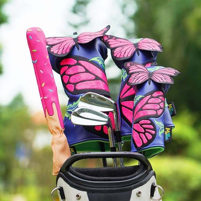 mytag Golf Head Covers Pink, No Bad Days On The Course Golf Club Covers Driver Fariway Hybrid Headcover for Women Girls