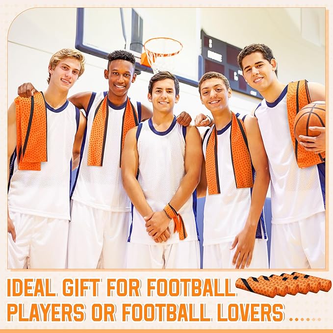FuWeave 6 Pcs Sports Cooling Towels Baseball Basketball Softball Breathable Soccer Football Volleyball Microfiber Ice Towel Fast Drying for Party Favors Team Gift (Basketball,40 x 12 Inch)