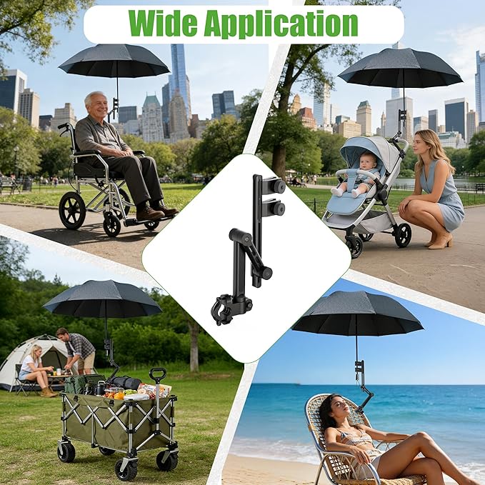 10L0L Heavy Duty Golf Push Cart Umbrella Holder, Super Strong Windproof, Universal Umbrella Stand for Mobility Scooter, Stroller, Wheelchair, Beach Chair