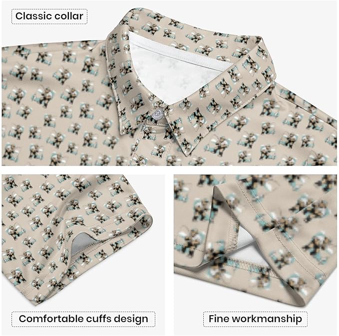 Golf Polo Shirts for Men Funny Print Short Sleeve Golf Shirts Performance Golf Polos