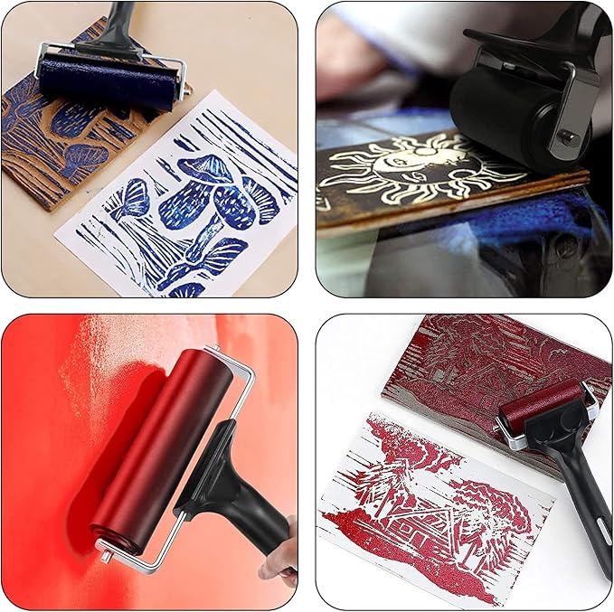 3 Pack Brayer Rollers for Crafting, Vinyl Rubber Roller Brayers, Printmaking - Image 7