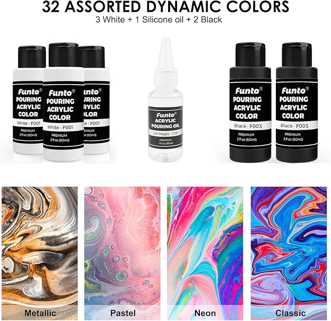 Funto Acrylic Pouring Paint Set, 36 Bottles, - Image 3