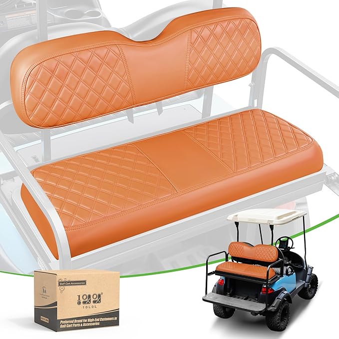 10L0L Golf Cart Seat Covers for Club Car Precedent,EZGO TXT Front/Rear Seats Diamond Pattern,Vinyl Leather with Adjustable Straps and Retractable Buckle, No Stapler Needed