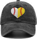 Heart Ball Hat for Womens, Softball Embroidered Adjustable Baseball Cap for Mom Girls