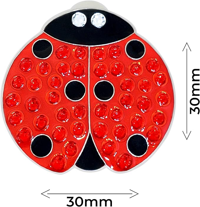 NAVIKA Lady Luck Ladybug Golf Ball Marker with Austrian Crystals | Hat Clip Included | Good Luck Themed Golf Accessory | Sparkling Red | Tournament Gift for Women