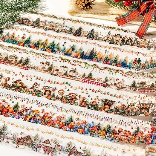 6 Rolls PET Washi Tape Stickers Set, Christmas Washi Tape by MisKepaa