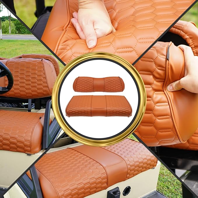 Golf Cart Seat Covers for EZGO TXT Club Car DS Gas or Electric OEM Regular Seat Cushion, No Staple, Golf Cart Vinyl Replacement Seat Cover