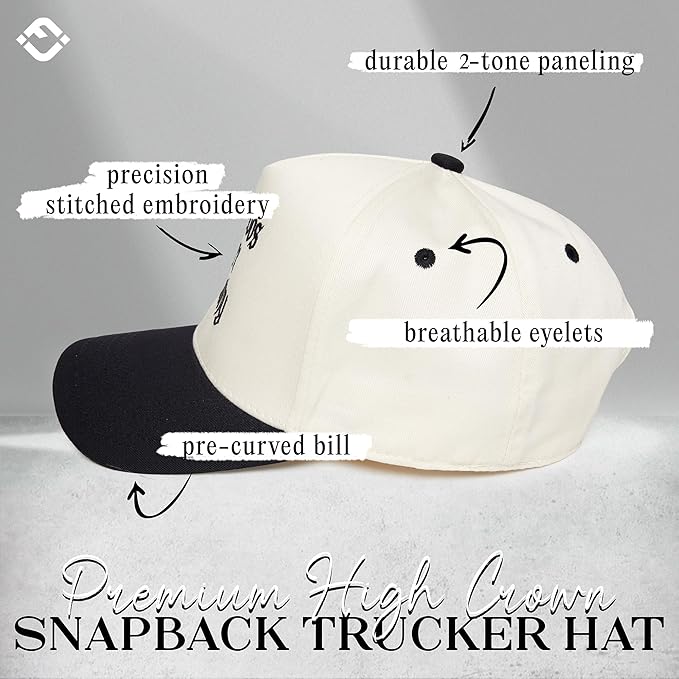 Funky Junque Trucker Hat Women Men 2-Tone Baseball Cap – Vintage Western Style Embroidered Snapback, Premium Cotton Blend