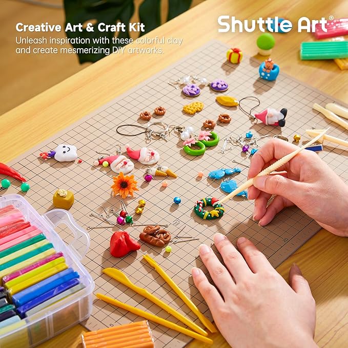Shuttle Art Polymer Clay Kit, 57 Colors, Soft Oven Clay Kit, 19 Carving Tools - Image 6