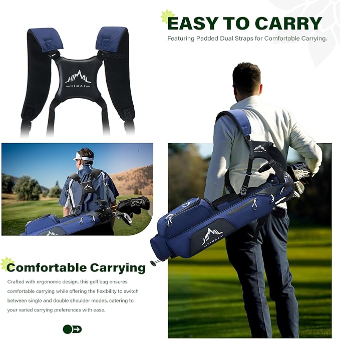 UNIHIMAL Par 3 Golf Bag Small Lightweight with Dual Shoulder Straps – Pitch n Putt Golf Bag Easy to Carry and Durable for Men/Women– 31.5 inches Tall