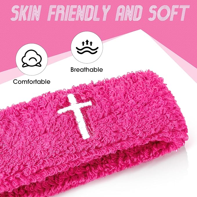 Soulchen 4 pcs Cross Bicep Bands Wrist Bands Christian Arm Sweat Wristbands Absorbent Armband for Men Women Football Baseball Players Sports Activities Supplies