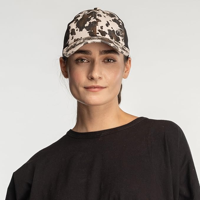 C.C Ponycap Messy High Bun Ponytail Adjustable Glitter Mesh Trucker Baseball Cap