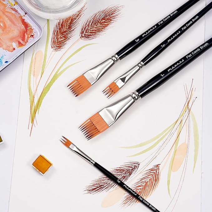 Fuumuui Grainer Brush Set–5pcs Professional Flat Comb Brushes - Image 8