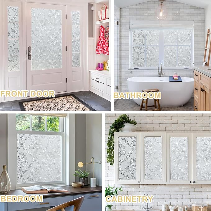 Window Privacy Film Decorative for Front Door, Bathroom Static Cling Stained - Image 7