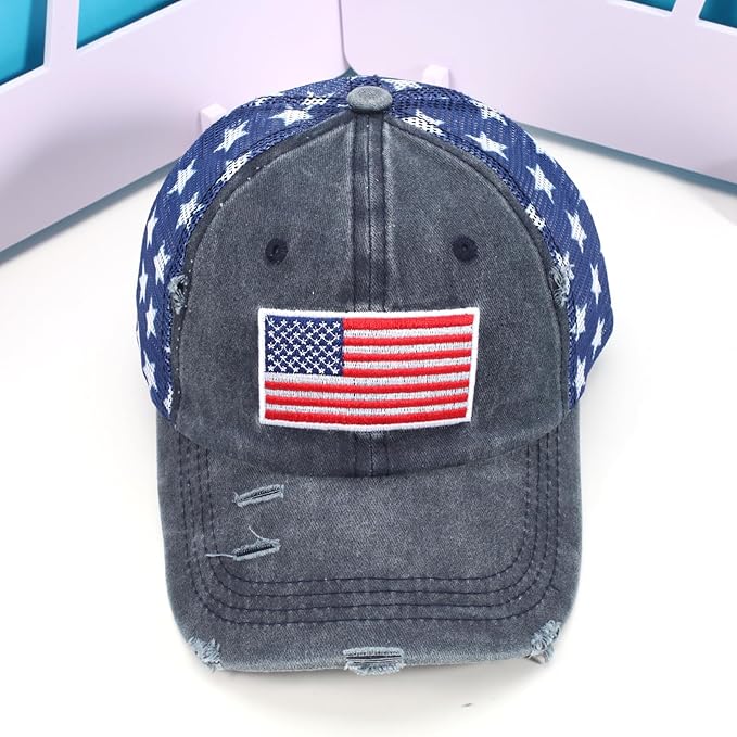 American Flag Hats Love Breast Cancer Adjustable Rhinestone Baseball Cap USA Patriotic Embroidered Baseball Trucker Hat