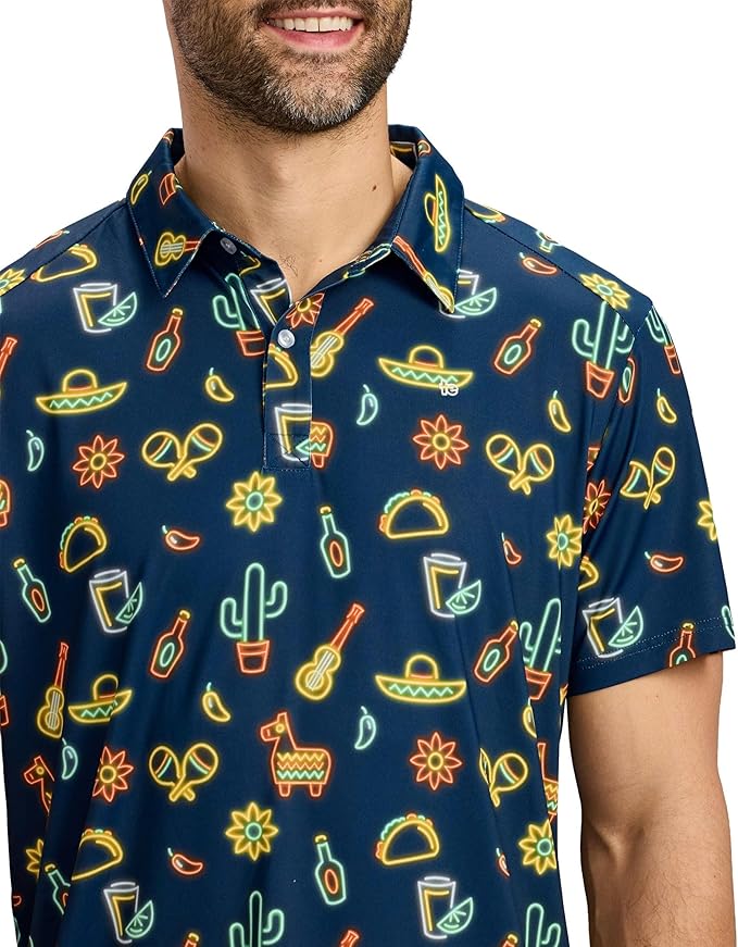 Tipsy Elves Men's Performance Golf Shirt - 4-Way Stretch, Quick Dry, Athletic Cut - Golf Polo