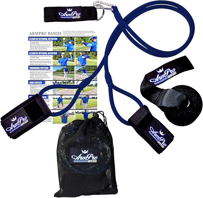 Arm Pro Bands Baseball Softball Resistance Training Bands - Arm Strength, Pitching and Conditioning Equipment, Available in 3 Levels (Youth, Advanced, Elite), Anchor Strap, Door Mount