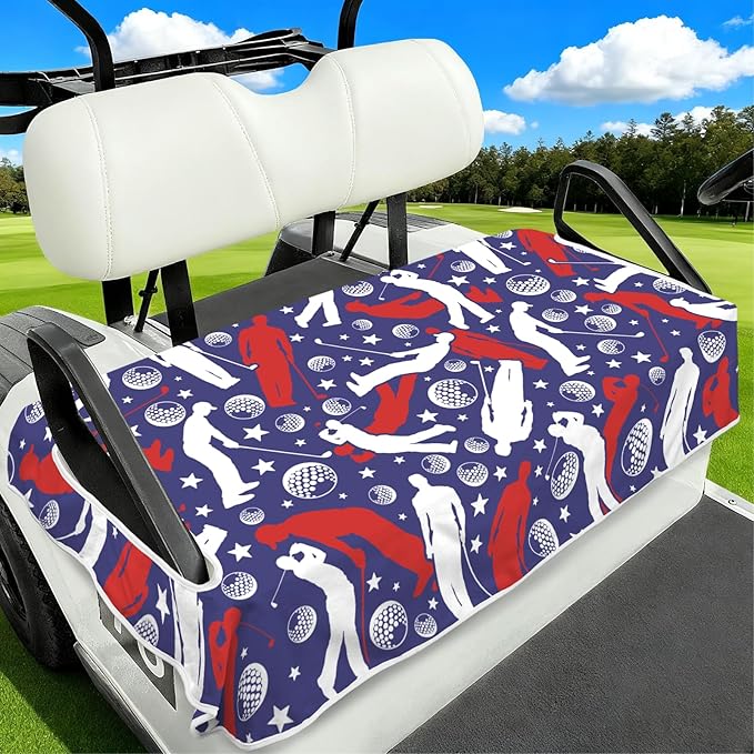 Golf Cart Seat Covers Club Car Golf Cart Accessories for Men Women Golf Carts Seat Towel Blanket 2-Seat Golf Cart Decorations
