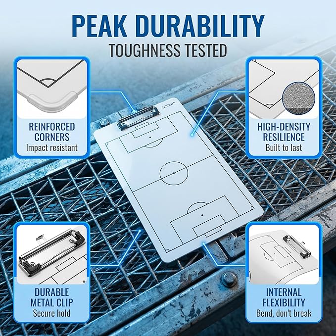 Soccer Coaching Board, Professional Soccer Tactics Board for Coaches, Portable Dry-Erase Soccer Whiteboard for Tactical Diagrams and Game Analysis