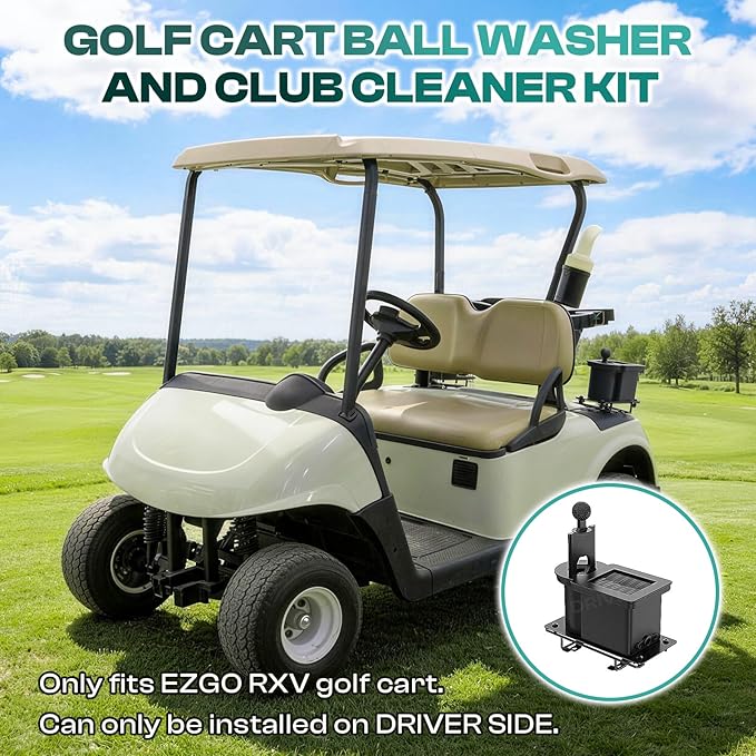 DRIVE UP Golf Cart Ball Washer and Club Cleaner Kit, Driver Side EZGO Golf Ball Cleaner and Club Head Washer, Suitable for RXV Gas and Electric Golf Carts, OEM 603836