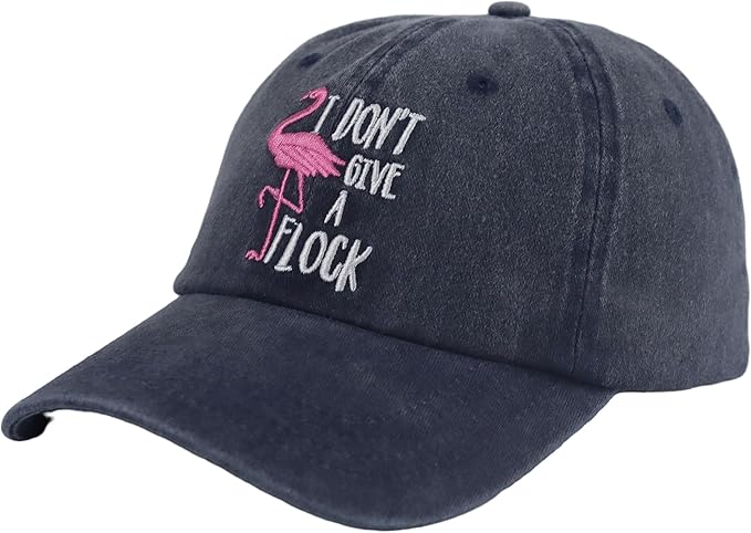 Funny Flamingo Hat, I Don't Give A Flock Baseball Cap Adjustable Embroidered Dad Denim Gifts for Men and Women