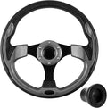 Golf Cart Accessories Steering Wheel D-bottom and Golf Adapter for Club Car PRECEDENT Golf Carts Adapter Skid-(5156black gray)