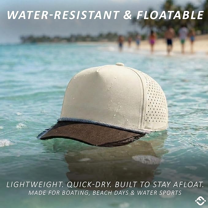 Funky Junque Performance Waterproof Golf Rope Hat – Cool Breathable Workout 5 Panel Snapback Cap for Men